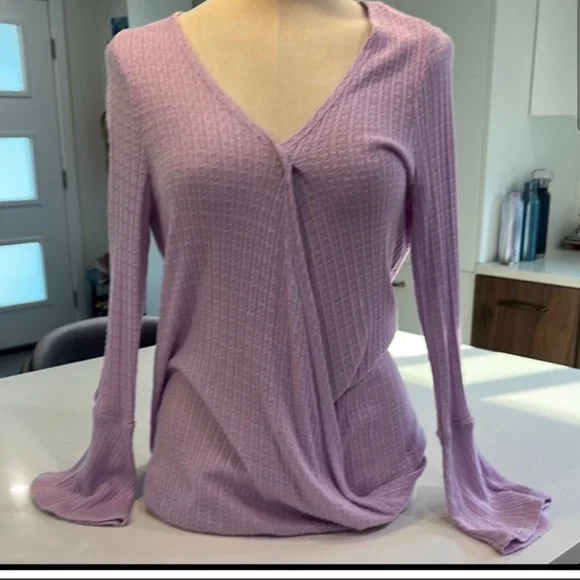 NWOT $69 Style & Co. NWOT Purple Relaxed Ruched Long Sleeve Blouse - Picture 4 of 5